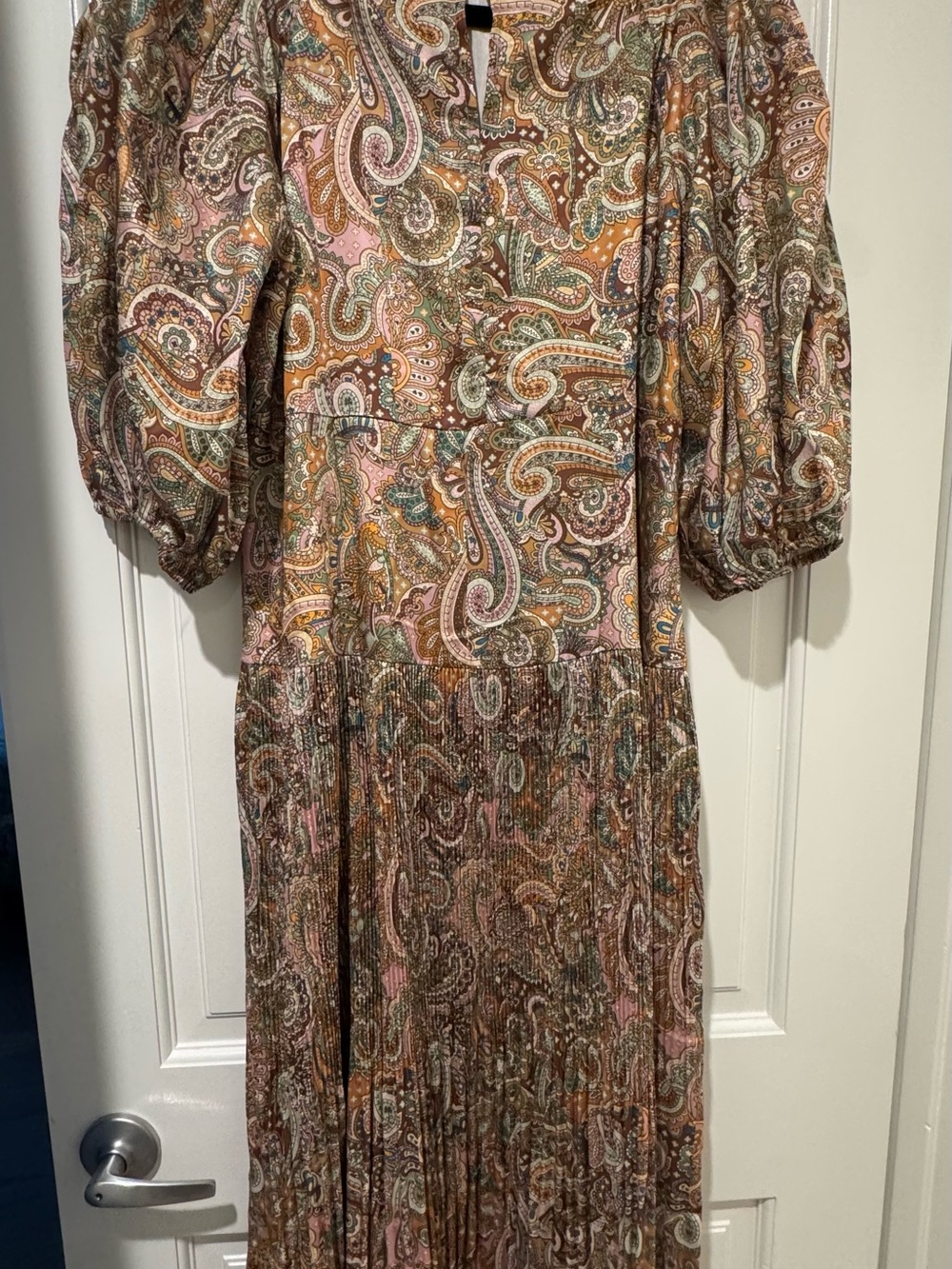 Current Air Paisley Midi Dress in Pink, Brown & Green Accents - Picture 6 of 9